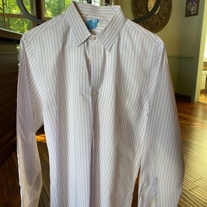Pink/Blue Striped Banana Republic Men's Dress Shirt